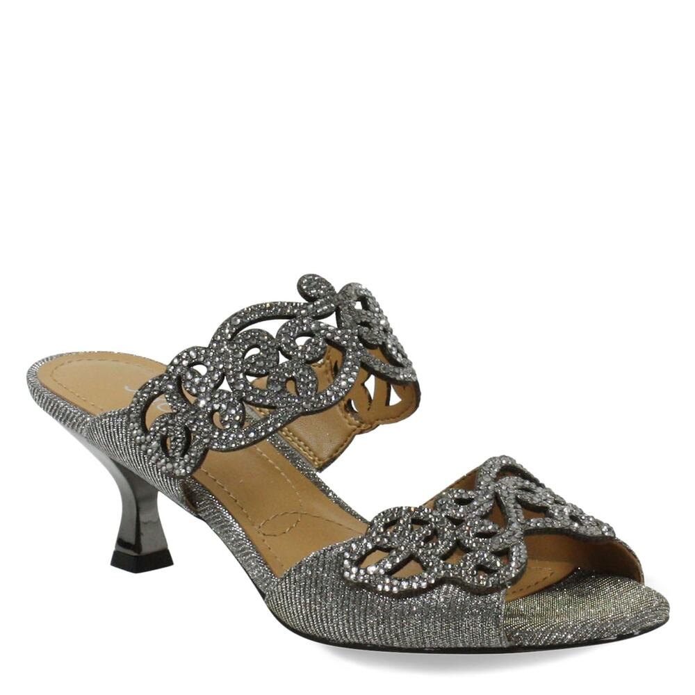 J. RENEE FRANCIE - HEELS FOR WOMEN - SCULPTED HEEL PEWTER GLITTER 10 M (B)